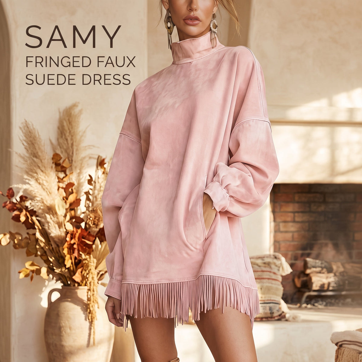 Samy - Fringed Faux Suede Dress